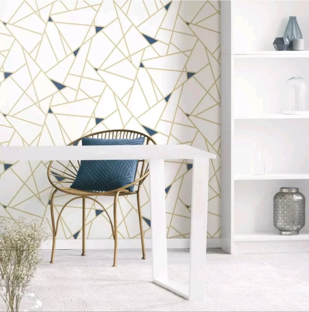 RoomMates Fracture Gold Peel and Stick Wallpaper: Removable Vinyl, Geometric